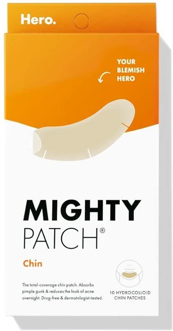 Mighty Patch 히어로 코스메틱 마이티 패치 턱 잡티와 여드름을 XL 컨투어 하이드로콜로이드 자극 없음 10 카운트 - 쿠팡