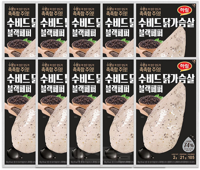 하림 수비드 닭가슴살 블랙페퍼, 10개, 100g