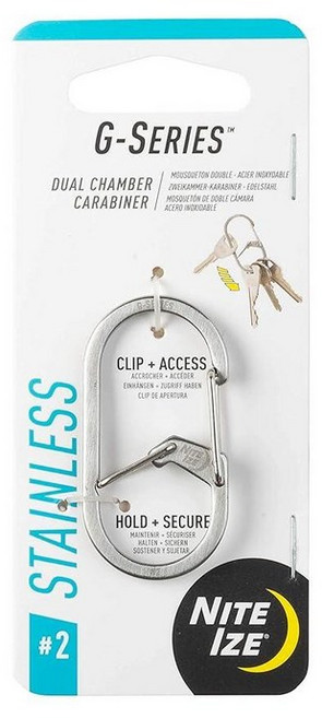Nite IZE GS2-11-R6 G-시리즈 듀얼 챔버 카라비너 스테인리스 스틸147189, Stainless Steel, 1 Count (Pack of 1)Nite Ize N