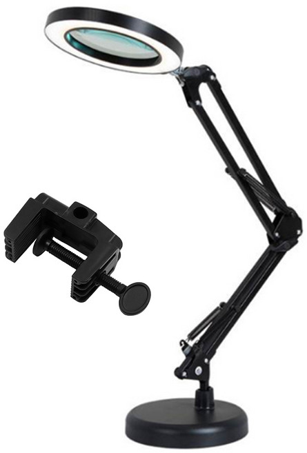 [비버블리] 2in1 링라이트 LED 2관절 돋보기 스탠드, 1개, 블랙, D002(블랙)