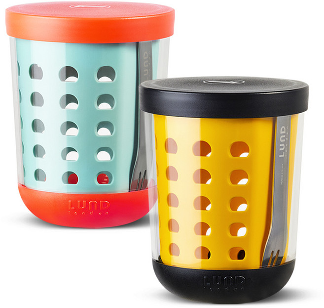 [룬드런던] 프리미엄 후르츠팟 휴대용 과일통 다이어트 샐러드 밀프랩 용기 600ml, 1개, 민트+범블비