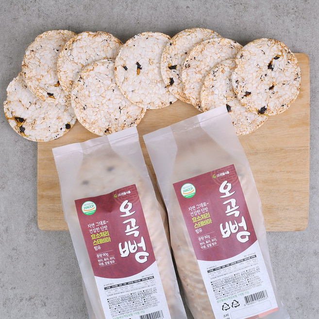 국내산 오곡을 가득 담은 오곡뻥튀기 오곡뻥 효소처리 스테비아 무설탕 무사카린, 3개, 90g