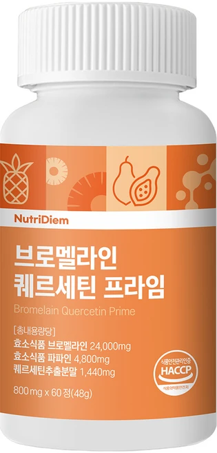 뉴트리디엠 브로멜라인 퀘르세틴 프라임, 1개, 60정 - 쿠팡