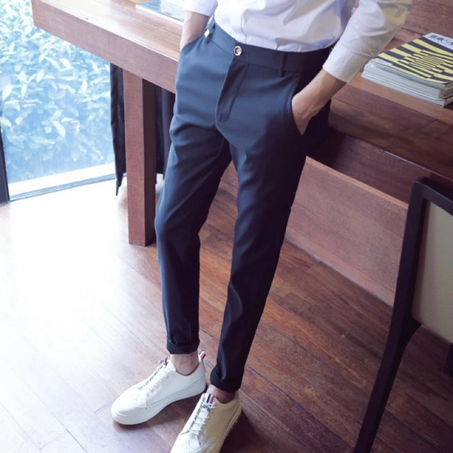 Gshop 夏季九分英倫修身小腳西裝褲
