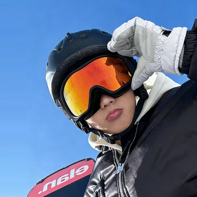 남녀공용 스노우 스키 고글 김서림방지 겨울 스노우보드 보드용 고글, 1개, 블랙 레드