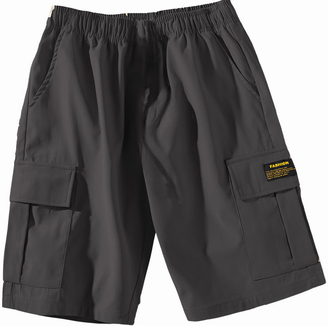 寬鬆多口袋休閒直筒工裝短褲 男