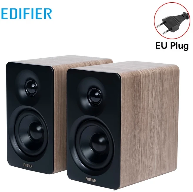 에디파이어 M60 컴팩트 데스크탑 2.0 스피커 고해상도 오디오 무선 LDAC 블루투스 5.3 USB-C AUX 입력 지지, 01 1인치, 01 3인치, 03 03 Classic oak EU-Plug