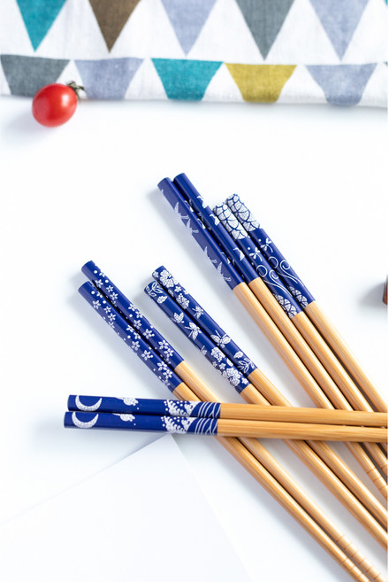 미키친 일식 천연 대나무 젓가락, 파스텔(E), 1세트, 5개