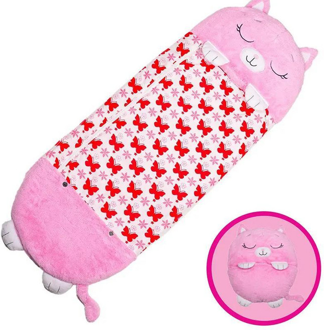 만화 베개 플러시 인형 베개와 침낭 생일 동물 수면 자루, 9. Pink cat