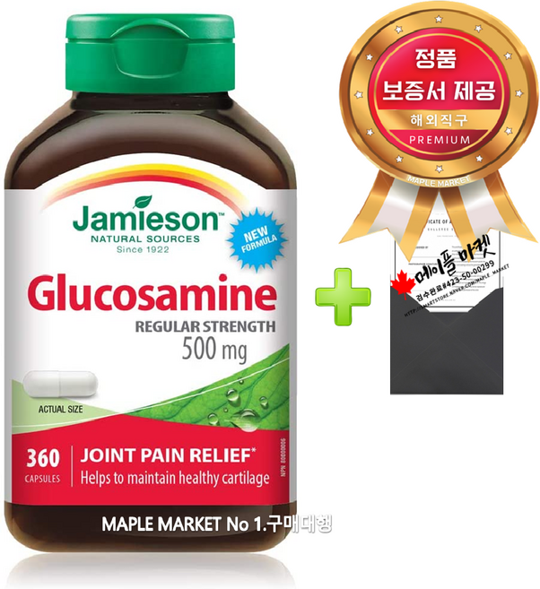 자미에슨 글루코사민 500mg 360캡슐+정품보증서 캐나다 직배송, 360정, 1개