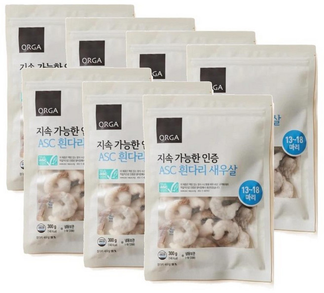 올가 ASC 흰다리 생 새우살 (13~18마리), 7개, 300g