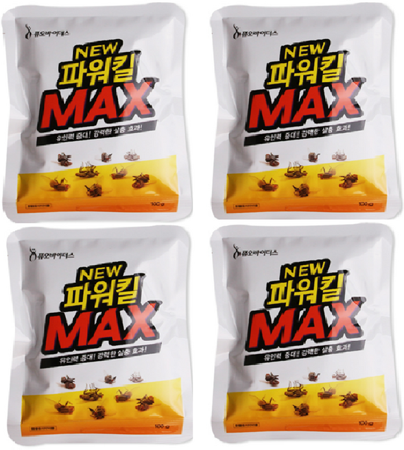 (무료반품) 뉴 파워킬 맥스 파리퇴치약 파리유인제 살충제 과립형 파리약 400g, 4개, 100g