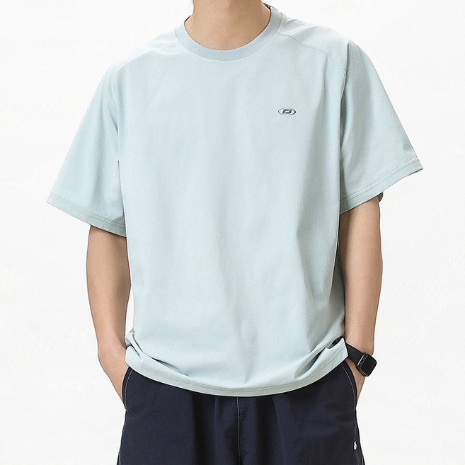 HANYO 남여공용 빈티지 프린트 운동 통기성 쿨링 캐주얼 반팔 티셔츠