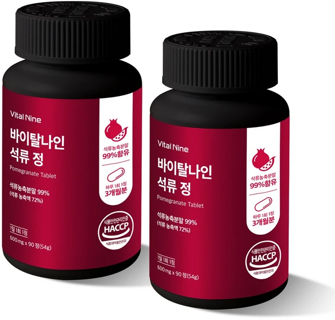 내추럴오가닉 석류정 식물성에스트로겐 석류농축분말 99% 함유 석약처 HACCP인증, 2개, 90정 - 쿠팡