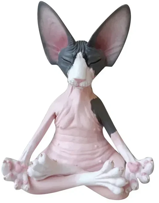 기발한 부처님 스핑크스 요가 정원 장식 입상 야외 고양이 명상 행복한 동상 미술 조각, A