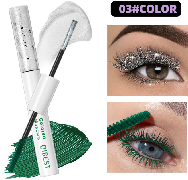 2in1 듀얼 마스카라 글리터 컬러 펄 매트 워터프루프 안번지는 롱래스팅, 1개, XCZ028-3