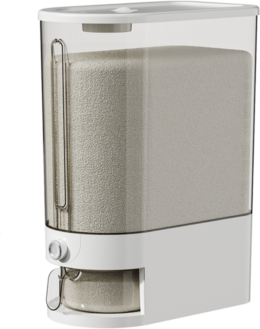 올릭 가정용 밀폐 방습 계량 쌀통 쌀 보관통 10kg 5kg, 1개, 투명