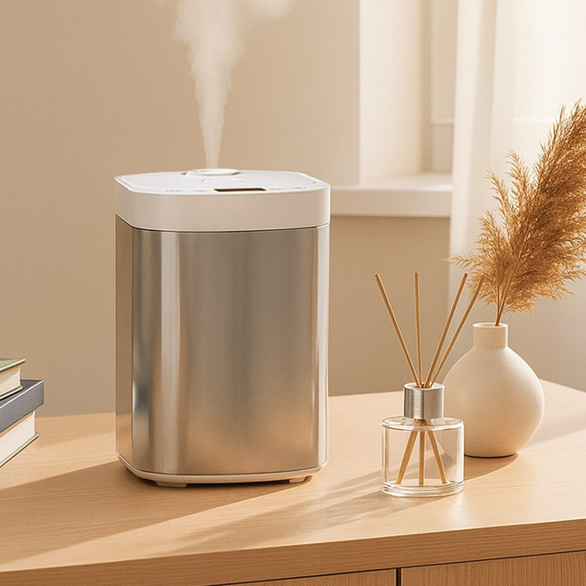 [독일브랜드] 스테인리스 가열식 가습기 3.5L 대용량 3단계조절 타이머 물부족알림 물통분리 안전잠금 이동식손잡이, 메탈실버