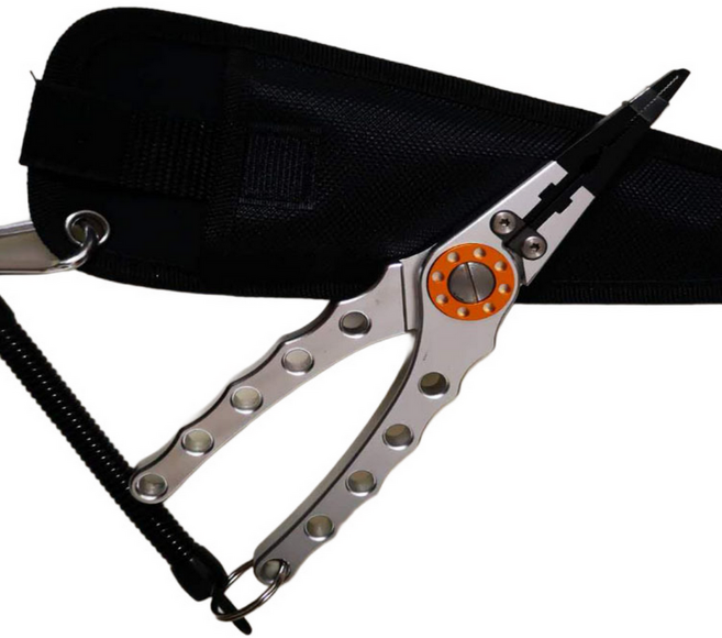 안낚하세요 멀티 피싱 플라이어 케이스 세트 초경량 다기능 낚시 집게, 메탈릭 실버, 1세트