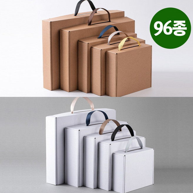 가로형 끈 손잡이 상자 국내산 크라프트 화이트 선물박스 답례품 단체 선물 포장 G형 큰 박스, 1개, 01) 크라프트 1호 [22x14x6]