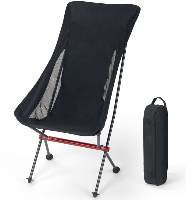 캠핑 의자 경량 릴렉스 체어 접이식 알루미늄 합금, 1개, 블랙