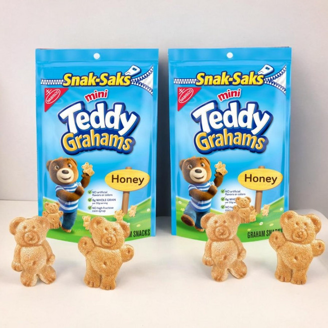 미국 테디 그레이엄 미니 허니 곰돌이 과자 227g x2팩 꿀 홀그레인 과자, 2개