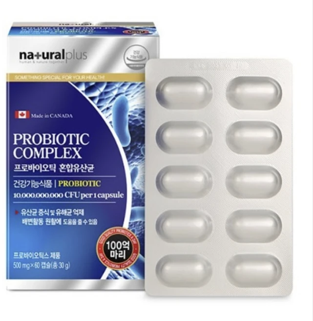내츄럴플러스 프로바이오틱 혼합유산균 500mg x 60캡슐, 30g, 1개 - 쿠팡