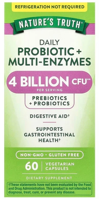 Nature's Truth 일일 프로바이오틱 + 종합 효소 베지 캡슐 60정 Truth (네이처스 트루스), 1개 - 쿠팡