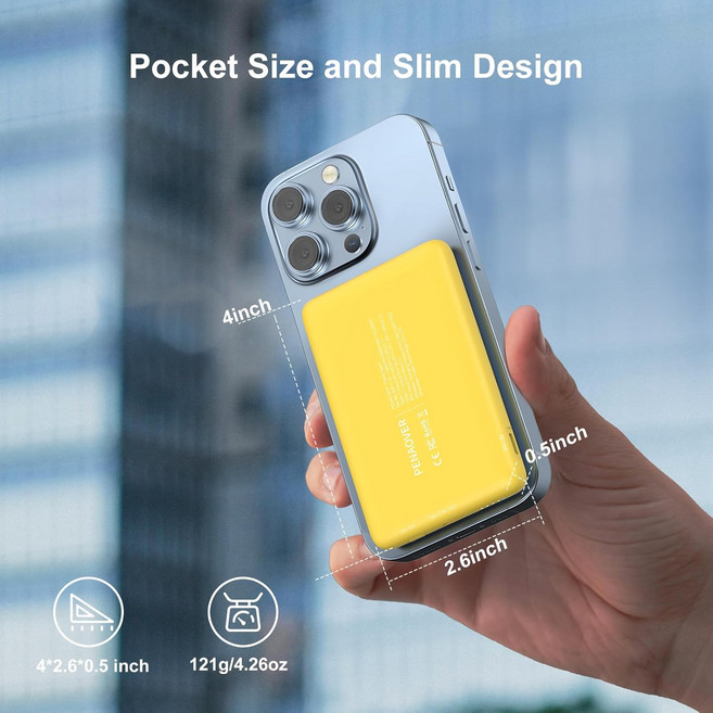 Baseus Magpro 맥세이프 고속 충전 5000mah 20W 노란색