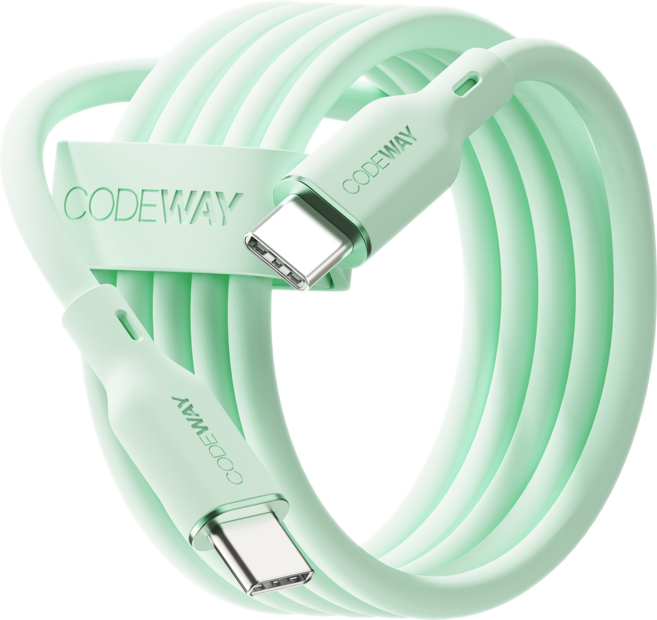 코드웨이 팔레트 100W PD C to C타입 초고속 충전 케이블, 2m, 스프링 민트, 1개