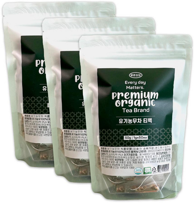 맑은상회 유기농 무차 티백, 1g, 3개, 50개입