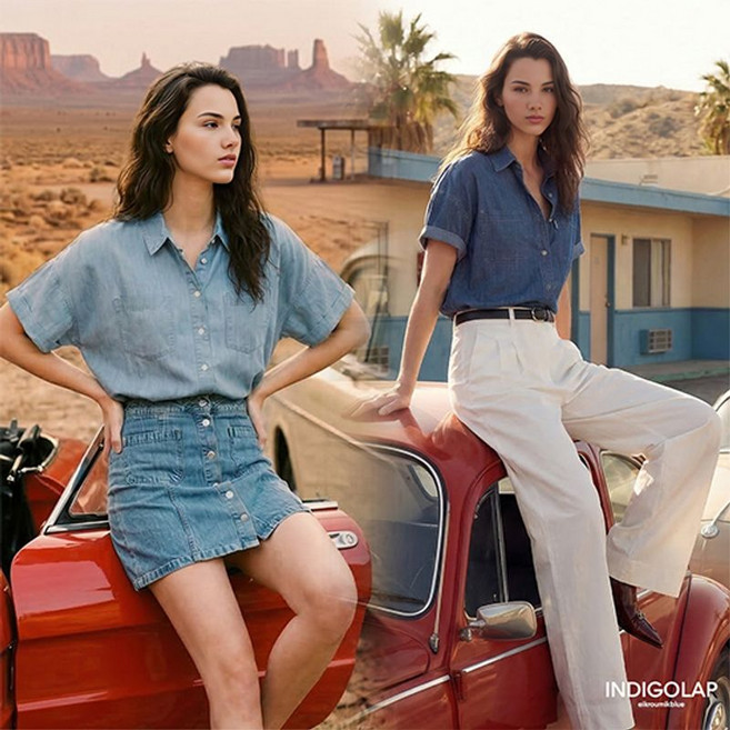 인디고랩 여성 썸머핏 데님 셔츠