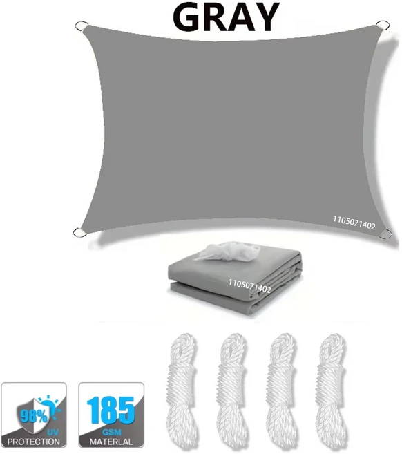 그늘막 차양막 차광막 햇빛가리개 타프 야외 방수 태양 그늘 항해 옥상 Canopi 테라스 자동차 캔버스 천막 직사각형, Grey 200x400cm