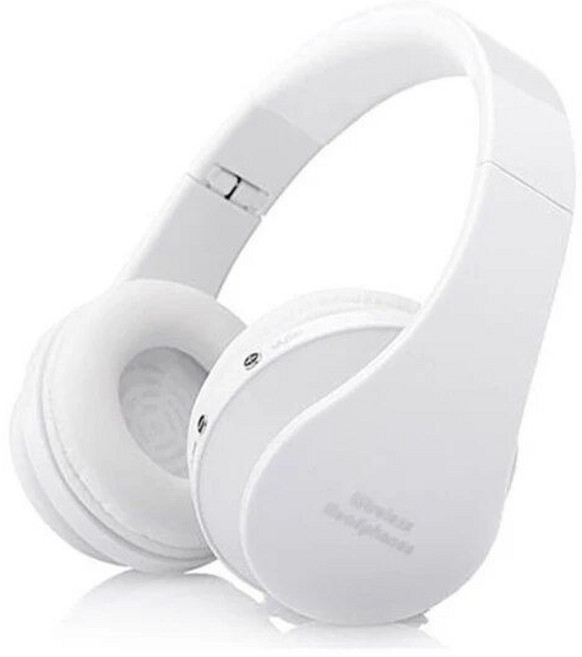 VIRWIR 전문 접이식 블루투스 Casque 오디오 게임 헤드셋 무선 헤드폰 전화 컴퓨터 용 마이크가있는 큰 이어폰, 02 white