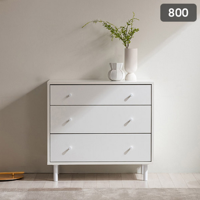 삼익가구 포넌 서랍장 800 방문설치, 화이트, 3단