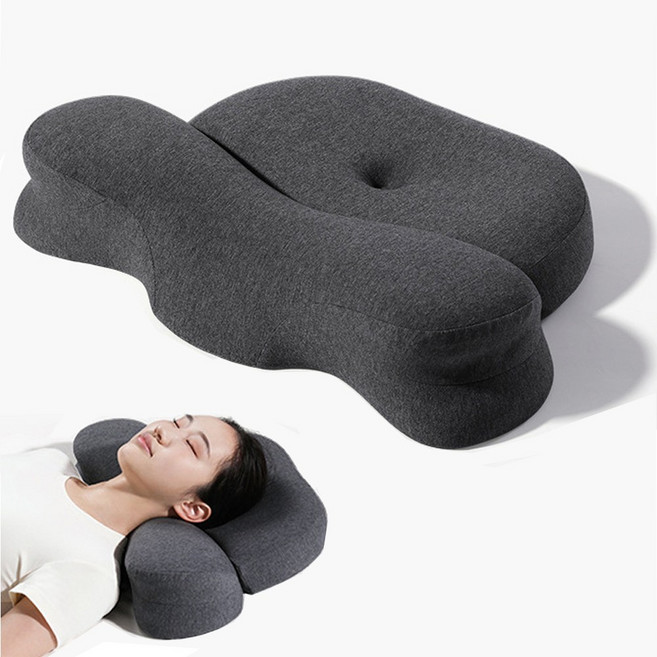 NUTRIVIO 경추베개 고밀도 메모리폼 목베개 옆으로자는 베개 기능성 베개 목편한 수면 목디스크베개, 그레이, 1개