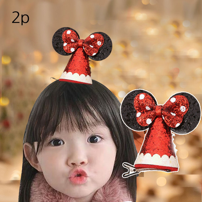 은꽃밴드 크리스마스고깔핀 뿔머리띠/크리스마스머리띠 파티용품세트, 마우스고깔핀2개