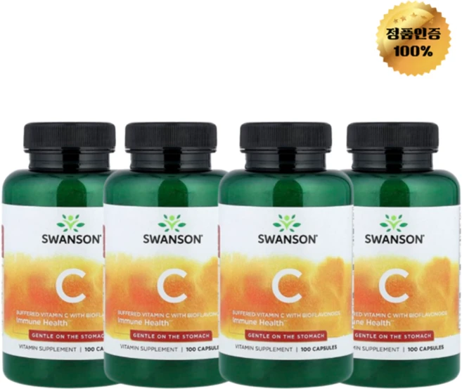 2+2 스완슨 바이오플라보노이드 함유 완충형 비타민C 캡슐 100정, 4개 - 쿠팡