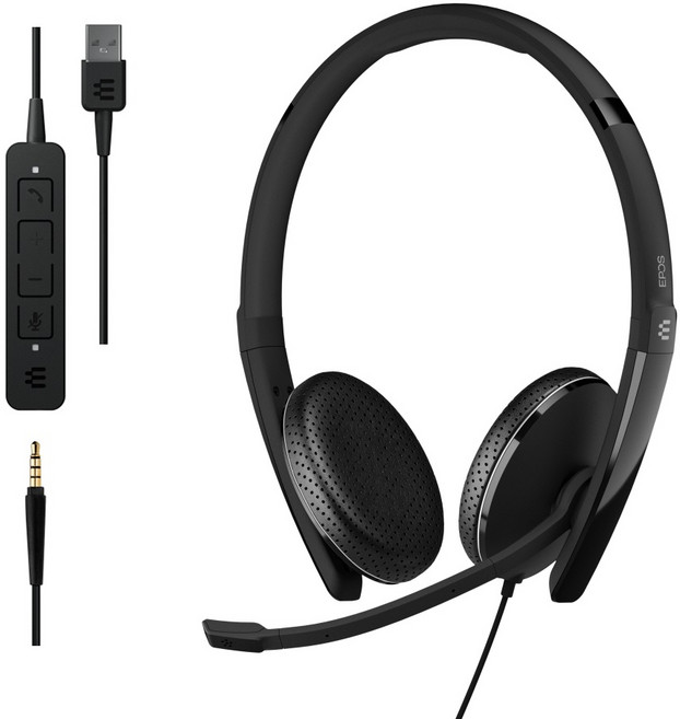 EPOS Hybrid 유선 헤드셋 Adapt165T USB헤드셋 3.5mm연결가능. 화상회의. 음악감상. 어학공부. 마이크 숨길 수 있음. 노이즈캔슬링마이크. 케이블리모컨