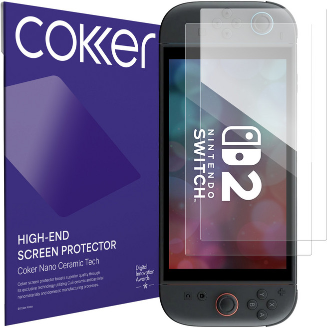 코커 닌텐도스위치2 항균 블루라이트차단 게이밍 강화필름 고화질 액정보호필름 2P