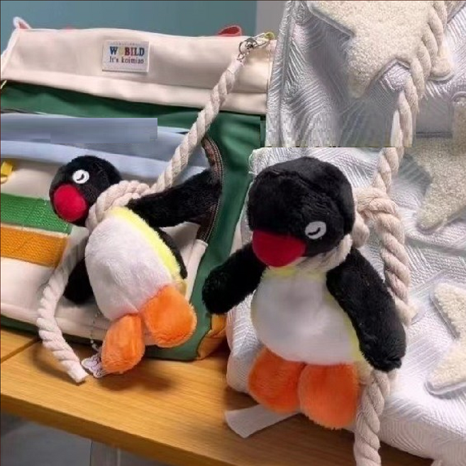 肥婆奶奶 pingu上吊鴨 企鵝吊飾 吊索毛絨掛件玩具 包包吊飾 搞怪 背書包鑰匙圈 生日禮物 交換禮物, 1個, 上吊企鵝