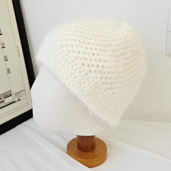 니트 숏비니 이중 사선 그물 퍼 남녀공용 비니 모자