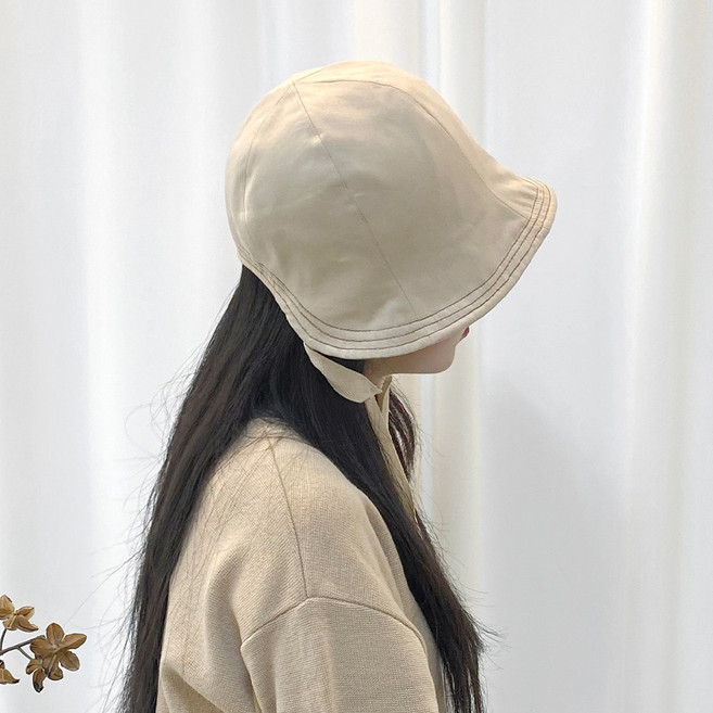 리버시블 코튼 보닛햇 | 양면 여성 데일리 사계절 벙거지모자 턱끈 스트랩 보넷