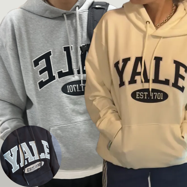 [국내정품] 예일 후드티 투톤아치 남녀공용 오버핏 캠퍼스룩