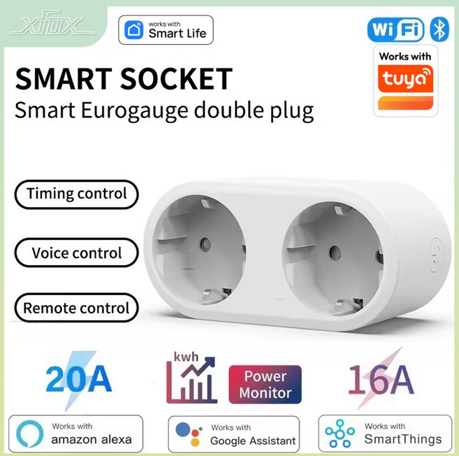 IN 음성 함께 WIFI 듀얼 모니터 EU 전원 라이프는 20A 스마트 플러그 제어 기능 ALEXA 작동 16A 소켓, 1, 1 Pcs, 1개