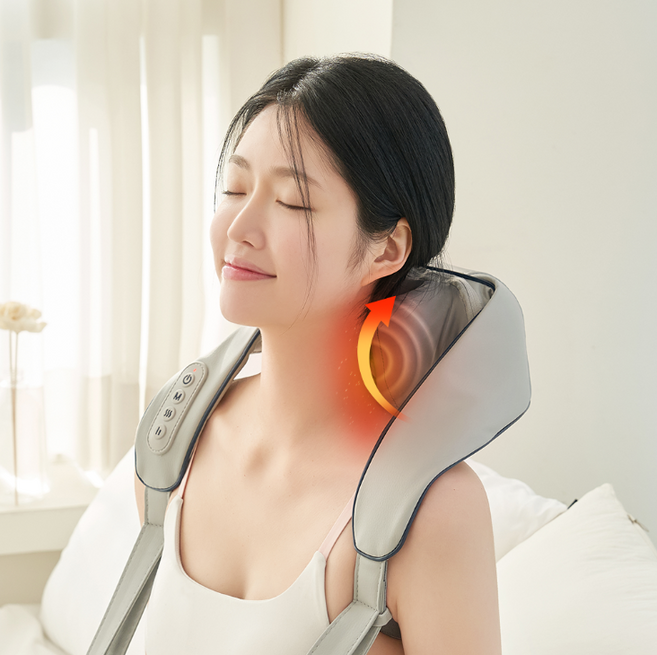 [슬룸 정품] 슬룸 넥숄더 힐링케어 무선 목 어깨 마사지기 온열 안마기 승모근 지압기, SL23EQ01