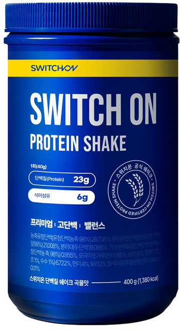 스위치온 단백질 쉐이크 곡물맛 프로틴 파우더 대용량 400g, 보틀X, 1개