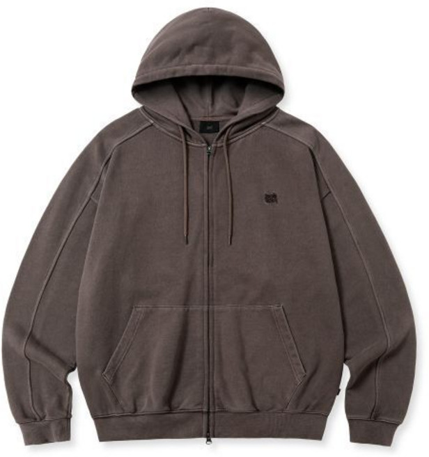 브라운브레스 brownbreath PIGMENT TAG HOOD ZIP UP - BROWN