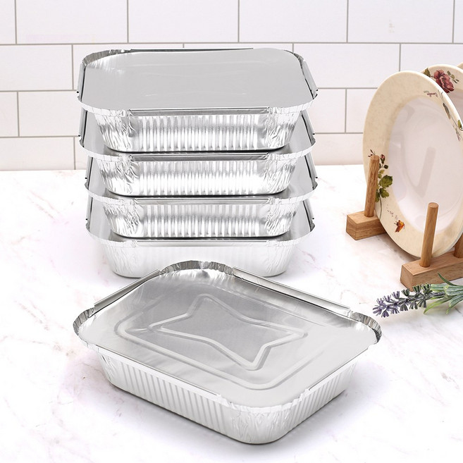 롯데 일회용 도시락용기 은박도시락 17.3x14.2cm 5P+그릿커머스Shop, 1개