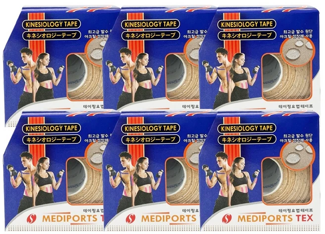 메디포츠 근육 테이프 5cmx5m 6세트 스포츠테이핑 키네시올로지 재활테이프, 6개 - 쿠팡